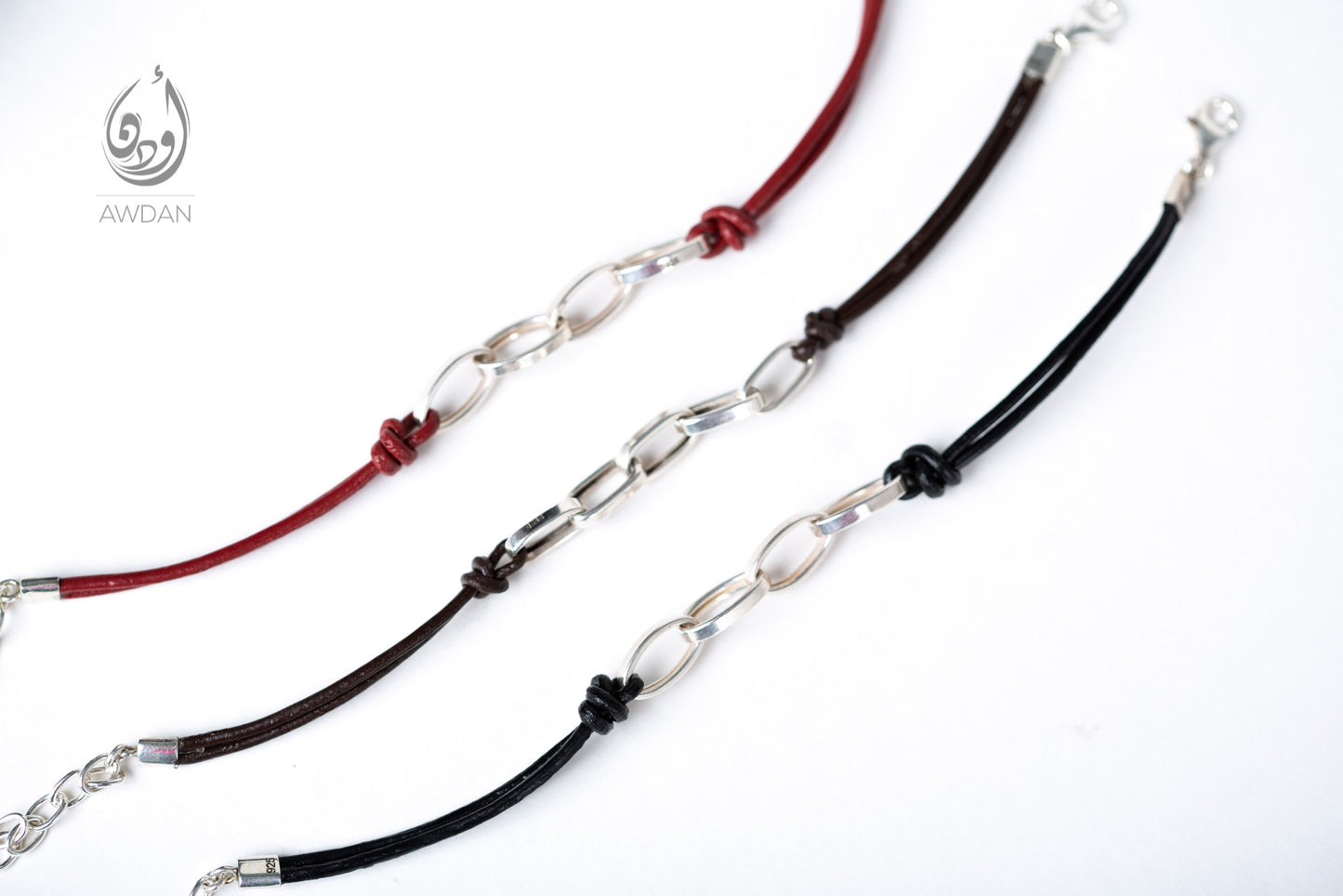 Silver Links and Leather Bracelet
