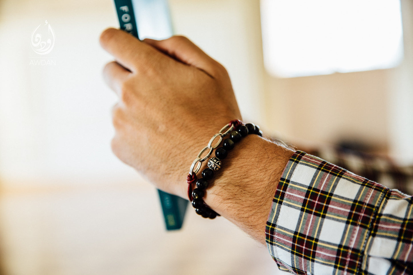 Silver Links and Leather Bracelet