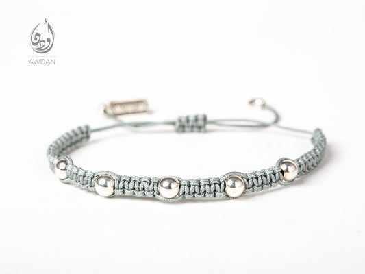 Silver Beads Woven Bracelet