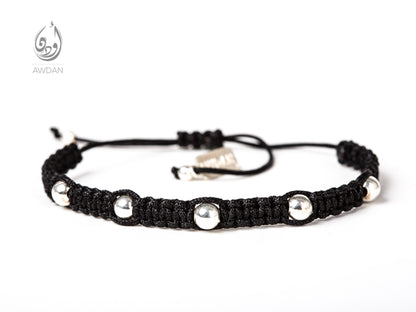 Silver Beads Woven Bracelet