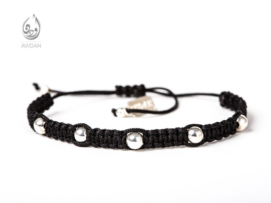 Silver Beads Woven Bracelet