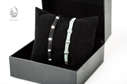 Silver Beads Woven Bracelet