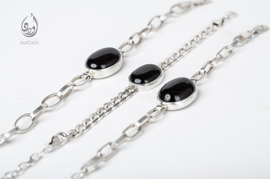 Framed Onyx Silver Bracelet