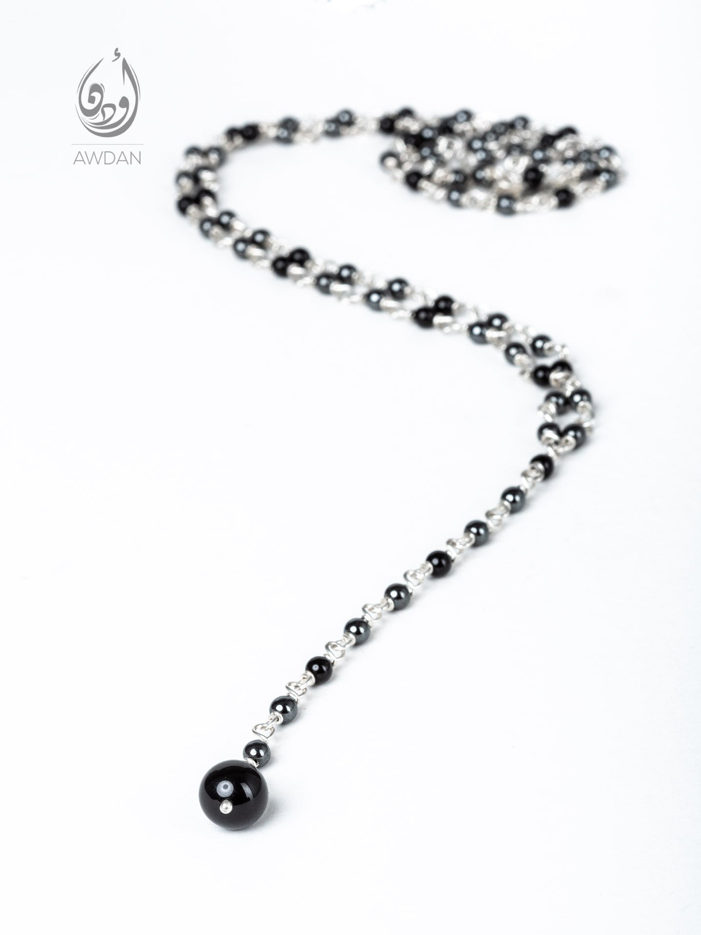 Wired Hematite and Onyx Necklace
