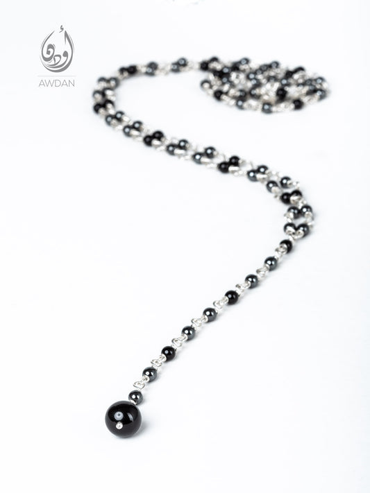 Wired Hematite and Onyx Necklace