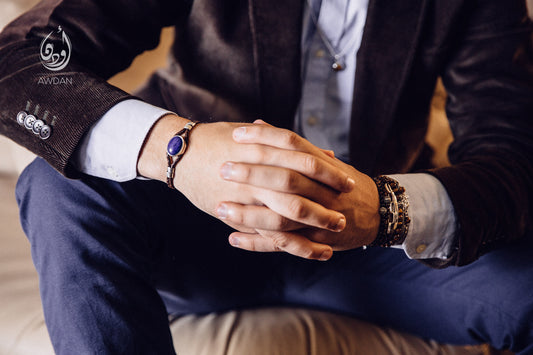 Lapis and Leather Horus Eye Bracelet