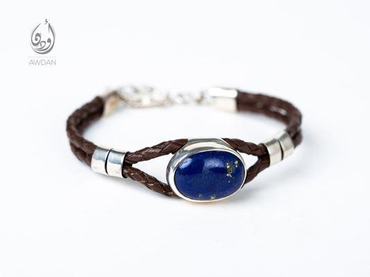 Lapis and Leather Horus Eye Bracelet