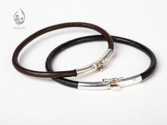 Simple Leather Bracelet with Tube Lock