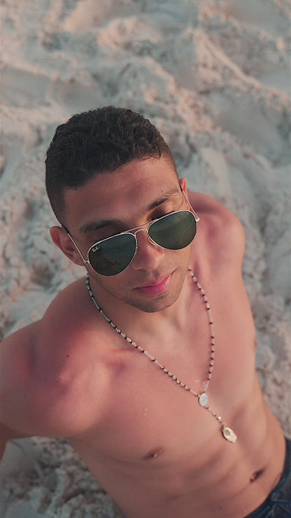 Rosary Hand and Eye Necklace