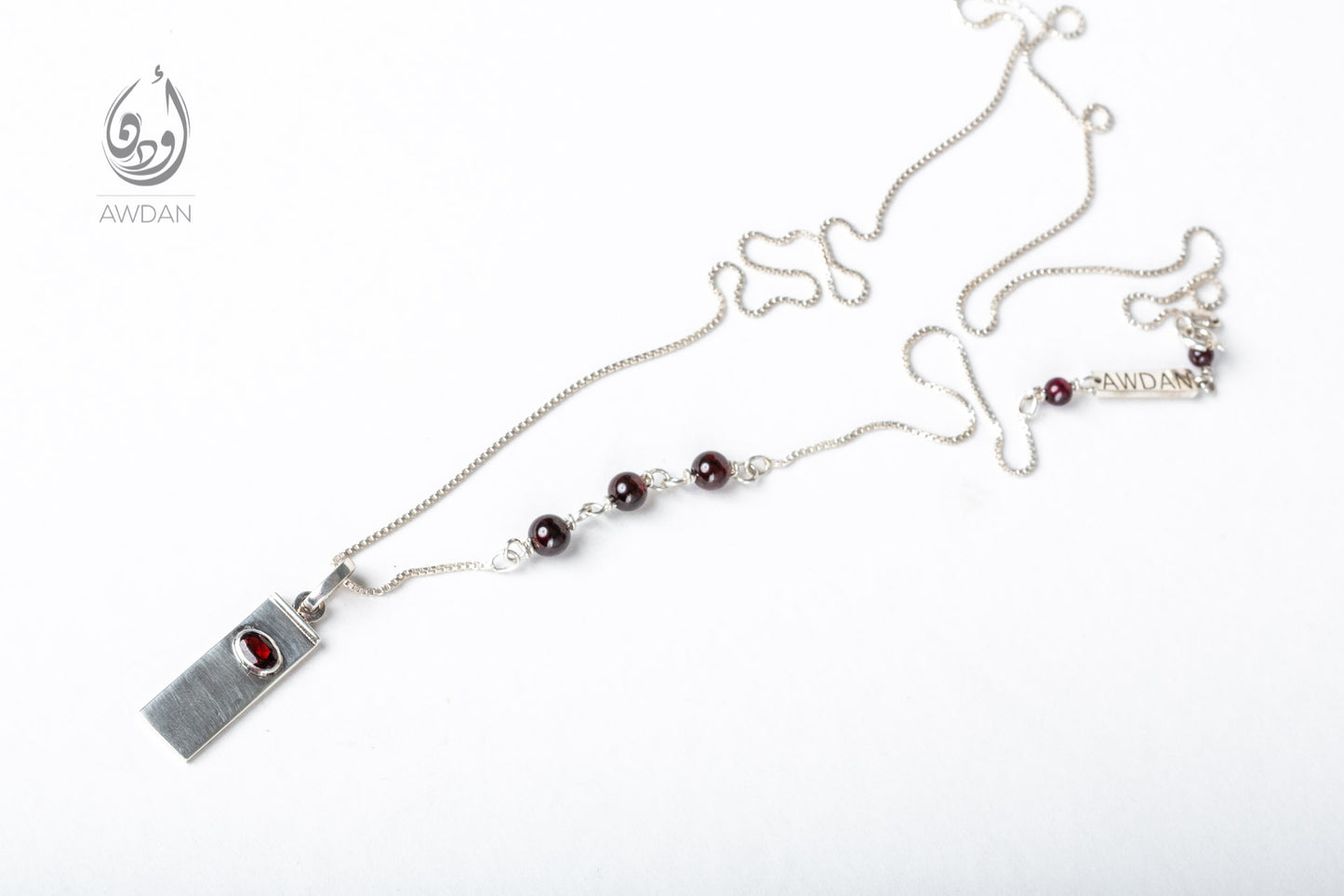 Silver Plate with Garnet Necklace
