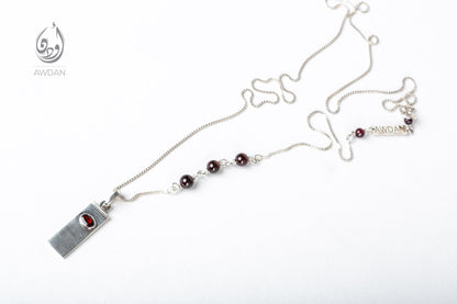 Silver Plate with Garnet Necklace