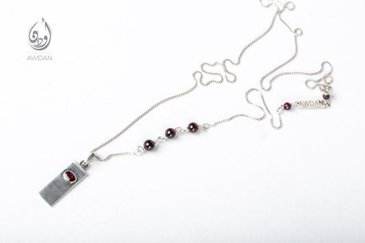Silver Plate with Garnet Necklace
